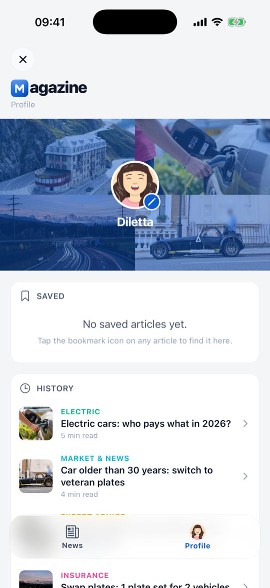 Personal magazine with targeted articles